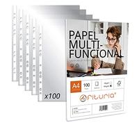 Fundas Plástico A4 Transparente, Pack de Fundas Multitaladro Plástico para Folios + Paquete de Folios A4 con 100 Hojas de 100gr Multiusos - Ofituria (100 Fundas Plástico + Paquete 100gr/m2)