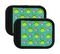 Fundas protectoras antideslizantes para asas de equipaje, diseño de ranas y hongos rojos, color verde azulado, 15 x 10,9 cm, Cute Frogs - Setas rojas y verde azulado, one sizex2