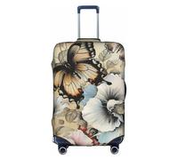 Fundas protectoras de equipaje con diseño de mariposas volando sobre flores, a prueba de polvo, elástica, para viajes, se adapta a equipaje de 18 a 32 pulgadas, multicolor, M(22"-24" Suitcase)