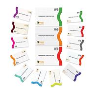 Fundas protectoras de RFID de Boxiki. De viaje, juego de 15 con codificación de color, 12 soportes para tarjetas de crédito + 3 protectores de pasaporte. El juego antirrobo definitivo (blanco)