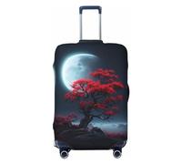 Fundas protectoras elásticas para equipaje de viaje con diseño de árbol rojo, luna y cielo nocturno, para equipaje de 18 a 32 pulgadas, Black, L