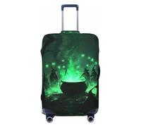 Fundas protectoras elásticas para equipaje de viaje con diseño de bruja del bosque verde de Halloween, de 45,7 a 81,3 cm, Black, S