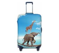 Fundas protectoras elásticas para equipaje de viaje con diseño de jirafa de elefante, superando el miedo caminando sobre cuerda alta, 45,7 a 81,3 cm, Black, M