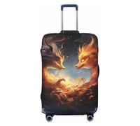 Fundas protectoras elásticas para equipaje de viaje con diseño de zorro de llama roja y gris, de 45,7 a 81,3 cm, Black, S