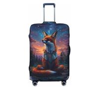 Fundas protectoras elásticas para equipaje de viaje con diseño de zorro meditador de cielo estrellado para equipaje de 45,7 a 81,3 cm, Black, S