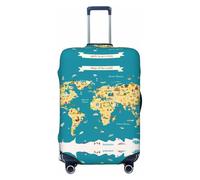 Fundas protectoras elásticas para equipaje de viaje con mapa del mundo con monumentos históricos, de 45,7 a 81,3 cm, Black, M
