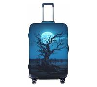 Fundas protectoras elásticas para equipaje de viaje, diseño de árbol y luna y cielo nocturno, para equipaje de 45,7 a 81,3 cm, Negro, Small