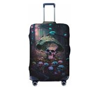 Fundas protectoras elásticas para equipaje de viaje, diseño de calavera de hongos y bosques, 45,7 a 81,3 cm, Black, S