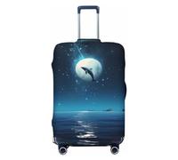 Fundas protectoras elásticas para equipaje de viaje, diseño de delfín, cielo nocturno, luna, delfín, para equipaje de 45,7 a 81,3 cm, Black, S