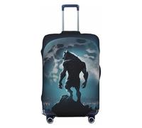 Fundas protectoras elásticas para equipaje de viaje, diseño de guerrero Moon Wolf Warrior, para equipaje de 18 a 32 pulgadas, Black, L