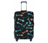 Fundas protectoras elásticas para equipaje de viaje Little Fish Skeleton de 45.7 a 81.3 cm, Negro, Small