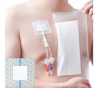 Fundas protectoras impermeables de 10.2 x 10.2 pulgadas para diálisis para el pecho sin pegamento en el centro, accesorios de vendaje de isla para puerto de pecho PICC, paquete de 25