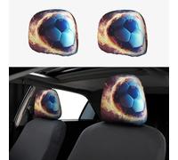 Fundas protectoras para reposacabezas de asiento de coche, diseño de flama azul y roja, 2 piezas, elásticas, ajuste universal para la mayoría de vehículos, accesorios interiores para mujeres y hombres