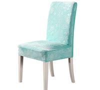 Fundas Protectoras para Sillas de Comedor, Funda for silla de cocina y sala de estar con relieve de lujo 3D de flores de Color sólido, funda elástica for asiento de sillas de comedor(Sky Blue,4 pieces