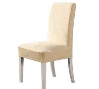 Fundas Protectoras para Sillas de Comedor, Funda for silla de cocina y sala de estar con relieve de lujo 3D de flores de Color sólido, funda elástica for asiento de sillas de comedor(Cream-colored,6 p