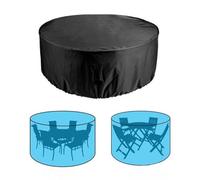 Fundas redondas impermeables para muebles de patio, Oxford 210D, resistentes a los rayos UV, fundas para mesas y sillas al aire libre, resistentes al viento, se adapta a mesas redondas de 185 x 110 cm