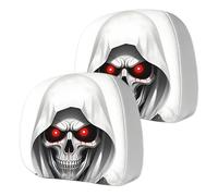 Fundas Reposacabezas Halloween, Protector Asiento Elástico, Decoración Auto con Textura Refinada, Accesorio Vehículo con Panel Robusto, 2pieza Cubierta SUV, Estilo Calavera para Viajes Diarios