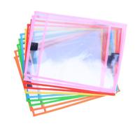 Fundas Reutilizables de Borrado en Seco PVC 10 Piezas | Color Aleatorio, Doble Cara Transparente Soporte para Marcador, y Remache Metálico Varios estilos para Oficina y Escuela