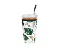 Fundas reutilizables de neopreno aisladas para bebidas de café helado, soporte para bebidas frías para café Starbucks, McCafe, Dunkin Donuts, Tim Hortons y más, planta, grande