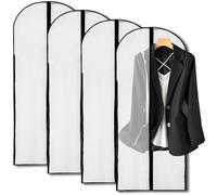 Fundas Ropa 4 Piezas 60 x 120cm Blanco Fundas Ropa Armario,Prueba Polvo Impermeables y con Humedad,para Vestidos Largos,Trajes,Vestidos,Abrigos