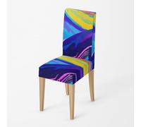 Fundas Sillas de Comedor Pack 2 Amarillo Púrpura Funda de Comedor para un Ajuste Universal,Cubierta de Elastano Silla extraíble,Muy fácil Limpiar y Duradera,para Hogar Hotel