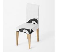 Fundas Sillas de Comedor Pack 2 Negro Y Blanca Funda de Comedor para un Ajuste Universal,Cubierta de Elastano Silla extraíble,Muy fácil Limpiar y Duradera,para Hogar Hotel