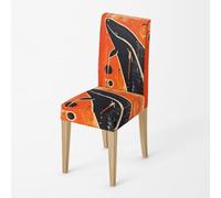 Fundas Sillas de Comedor Pack 2 Pescado Negro Naranja Funda de Comedor para un Ajuste Universal,Cubierta de Elastano Silla extraíble,Muy fácil Limpiar y Duradera,para Hogar Hotel