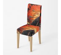 Fundas Sillas de Comedor Pack 2 Rojo Negro Funda de Comedor para un Ajuste Universal,Cubierta de Elastano Silla extraíble,Muy fácil Limpiar y Duradera,para Hogar Hotel