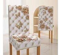 Fundas Sillas De Comedor Pack 6 Mariposa Dorada Funda Sillas Comedor Elásticas Lavables,Fundas Sillas Ajustables,Extraíble Spandex Cubierta De La Silla,Funda Protectora Sillas