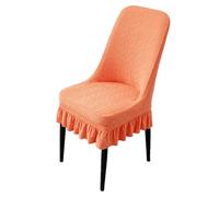 Fundas Sillas de Comedor Pack de 1/2/4/6,Elásticas Extraíbles Lavables Funda de Silla Respaldo Curvo con Falda,para Restaurante Cocina Sala de Estar Dormitorio Protector de Muebles(Orange,1 Set)