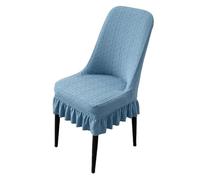 Fundas Sillas de Comedor Pack de 1/2/4/6,Elásticas Extraíbles Lavables Funda de Silla Respaldo Curvo con Falda,para Restaurante Cocina Sala de Estar Dormitorio Protector de Muebles(Blue,6 Set)