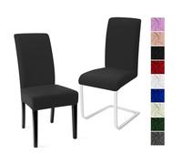 Fundas Sillas de Comedor Pack de 2 Cubiertas de Sillas Fundas para Sillas Modern Fundas Sillas Comedor Lavables Cubiertas para Sillas Fundas Elásticas para Boda, Hogar, Hotel(Gris Oscuro, Pack de 2)-C