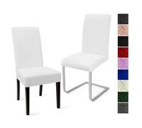 Fundas Sillas de Comedor Pack de 2 Cubiertas de Sillas Fundas para Sillas Modern Fundas Sillas Comedor Lavables Cubiertas para Sillas Fundas Elásticas para Boda, Hogar, Hotel (Blanco, Pack de 2)-C