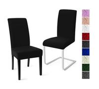 Fundas Sillas de Comedor Pack de 2 Cubiertas de Sillas Fundas para Sillas Modern Fundas Sillas Comedor Lavables Cubiertas para Sillas Fundas Elásticas para Boda, Hogar, Hotel (Negro, Pack de 2)-C