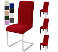 Fundas Sillas de Comedor Pack de 4 Cubiertas de Sillas Fundas para Sillas Modern Fundas Sillas Comedor Lavables Cubiertas para Sillas Fundas Elásticas para Boda, Hogar, Hotel (Rojo, Pack de 4)-C