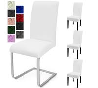 Fundas Sillas de Comedor Pack de 4 Cubiertas de Sillas Fundas para Sillas Modern Fundas Sillas Comedor Lavables Cubiertas para Sillas Fundas Elásticas para Boda, Hogar, Hotel (Blanco, Pack de 4)-C