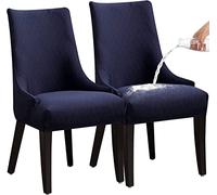Fundas Sillas de Comedor Protectora para Silla de Comedor elástica, geométrica, rómbica, Lavable, Gruesa, Funda de sillón con Reposabrazos, para Comedor Marina de Guerra Juego de 2