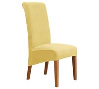 Fundas Sillas De Comedor Terciopelo Funda De Sillas Ajustables Y Elasticas Chair Cover Universal Moderno Suave Lavables Funda Protectora Banquetes Restaurante Hotel(Lemon Yellow,4PCS)