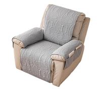 Fundas Sillones Reclinables con Bolsillo, Fundas Acolchadas de una Sola Pieza para Reposabrazos y Reposacabezas de Sofá, Protector Antideslizante para Muebles, Apto para Mascotas(Light Gray,55x195cm)