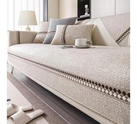 Fundas Sofa 1 2 3 Plazas Lavable, Funda Cubre Sofá De Seccional En Forma De U Y L, Funda de Sofá Universal Algodón y Lino,Beige,36 * 82in/90 * 210cm