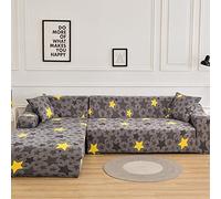 Fundas Sofas 3 y 2 Plazas Ajustables Estrellas Marrones Amarillas Fundas para Sofa Spandex Cubre Sofa Estampadas Fundas Sofa Elasticas Universal Espesas Verano Modernas Fundas para Sofa Chaise Longue
