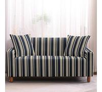Fundas Sofas 3 y 2 Plazas Ajustables Rayas Beige Azul Marino Fundas para Sofa Ajustables Funda Sillon Spandex Lavables Cubre Sofas Chaise Longue Modernas Funda Sofá Universal Fundas de Sofa Espesas
