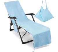 Fundas Tumbona con Bolsillo, Toalla de Playa de Secado Rápido para Silla de Playa/Colchoneta Tumbona Jardin, Funda Protectora para Cojines Tumbonas, Microfibra Cubierta para Silla de Piscina(L2-1)