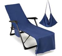Fundas Tumbona con Bolsillo, Toalla de Playa de Secado Rápido para Silla de Playa/Colchoneta Tumbona Jardin, Funda Protectora para Cojines Tumbonas, Microfibra Cubierta para Silla de Piscina(L5-1)