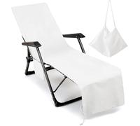 Fundas Tumbona con Bolsillo, Toalla de Playa de Secado Rápido para Silla de Playa/Colchoneta Tumbona Jardin, Funda Protectora para Cojines Tumbonas, Microfibra Cubierta para Silla de Piscina(L11-1)