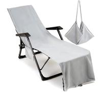 Fundas Tumbona con Bolsillo, Toalla de Playa de Secado Rápido para Silla de Playa/Colchoneta Tumbona Jardin, Funda Protectora para Cojines Tumbonas, Microfibra Cubierta para Silla de Piscina(L8-1)