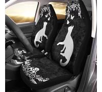 Fundas Universales para Asientos De Coche Flores De Gato Boho Blancos Y Negro Resistente Al Polvo Funda Asiento Coche Delantero Cómodas Protector De Asiento Delantero para Camión Paquete De 2