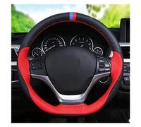 Fundas Volante Coche Para 38cm Protector Para Volante Coche Cuero Antideslizante Con Agujas E Hilo Interior Coche Steering Wheel Protege(Black Red Thread)