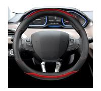Fundas Volante para Peugeot 208 2012~2018 para Peugeot 308 2014~2021 2008 2013~2018 Funda para Volante Coche Cuero Y Fibra Carbono Cubierta Volante(Red)