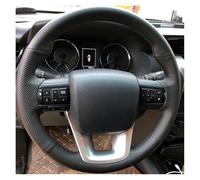 Fundas Volante para Toyota para Fortuner 2016-2019 para Hilux 2015-2019 Funda para Volante Coche Cosida A Mano En Color Negro Accesorios para Coche Cubrevolante(Gray Thread)